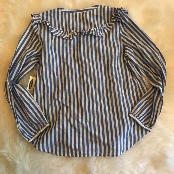 Old Navy Striped Button Down Top Blue Sz M NWT - Picture 4 of 4